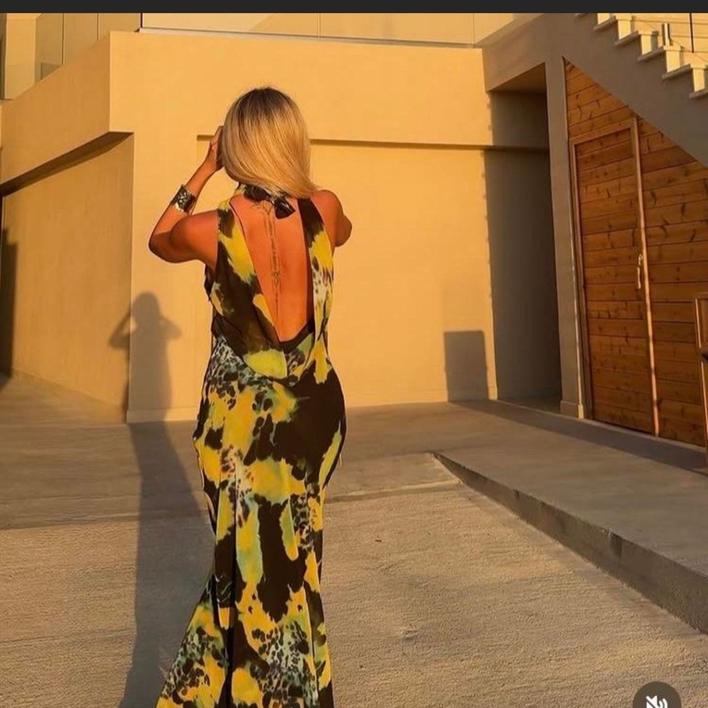 ZARA FOULARD PRINT LONG DRESS SIZE XS - Picture 8 of 12